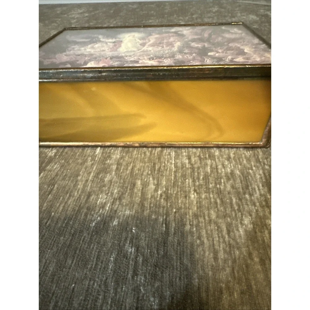 Vtg Glass And Brass Mirrored Jewelry Box Oberon‎ & Titania Unbranded